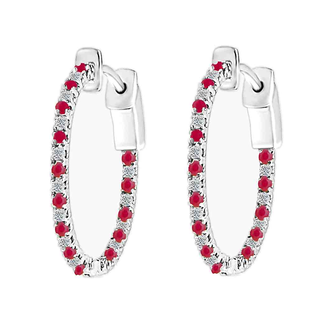 Huggie Hoop Inside Outside Diamond Earrings ER29A50MM26RU